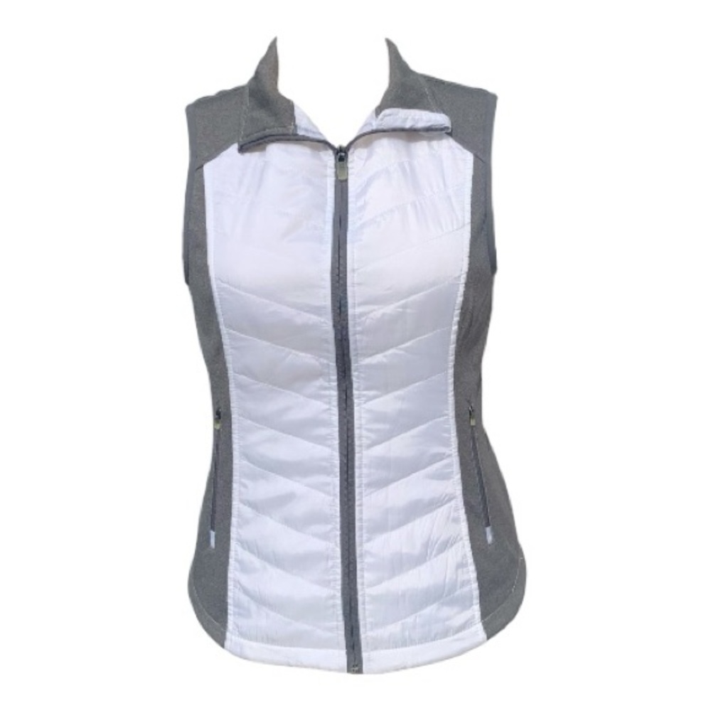 Exertek Lightweight Quilted Full Zip Vest‎ Sleeveless Gray White Size Small